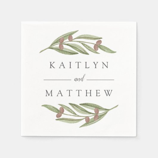 Serviette En Papier Collection de Mariages de Branches d'Olivier (Devant)
