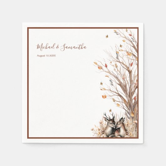 Serviette En Papier Collection de Mariages de cerfs rustiques d'automn (Devant)