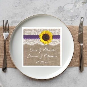 Serviette En Papier Collection de Mariages de tournesol rustique - vio