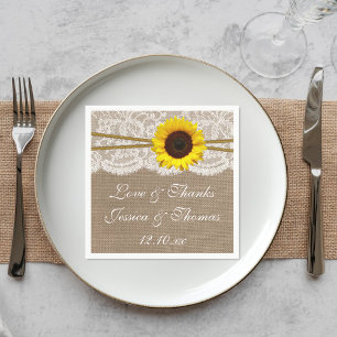 Serviette En Papier Collection de Mariages de tournesols rustiques