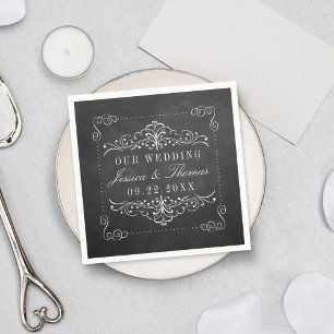 Serviette En Papier Collection de Mariages Ornate Chalkboard
