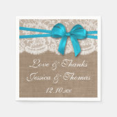 Serviette En Papier Collection de Mariages Rustic Blue Bow (Devant)