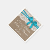 Serviette En Papier Collection de Mariages Rustic Blue Bow (Coin)