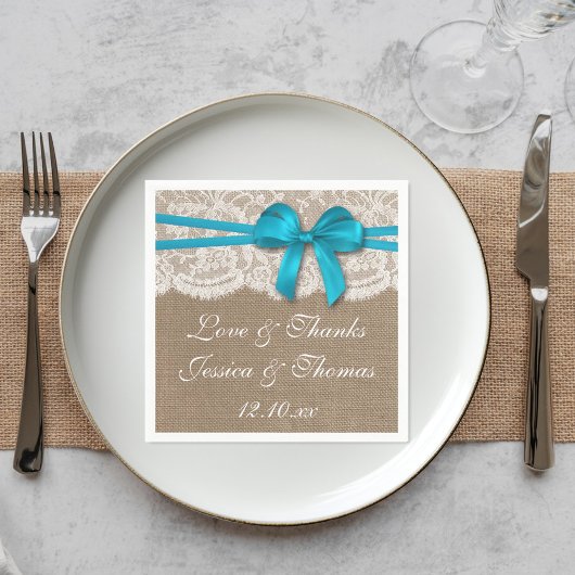 Serviette En Papier Collection de Mariages Rustic Blue Bow