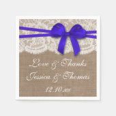 Serviette En Papier Collection de Mariages Rustic Blue Bow (Devant)