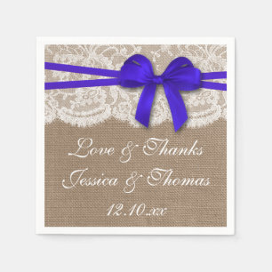 Serviette En Papier Collection de Mariages Rustic Blue Bow