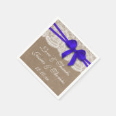 Serviette En Papier Collection de Mariages Rustic Blue Bow (Coin)