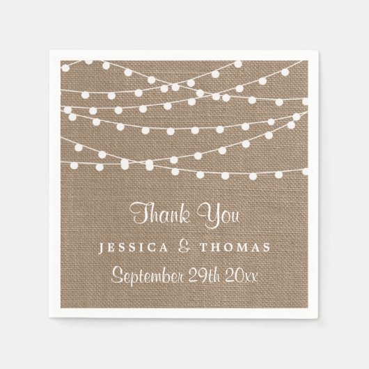 Serviette En Papier Collection de Mariages Rustic Burlap (Devant)