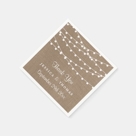 Serviette En Papier Collection de Mariages Rustic Burlap (Coin)