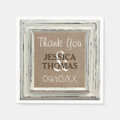 Serviette En Papier Collection de Mariages Rustic White Frame & Burlap (Devant)