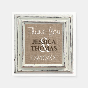 Serviette En Papier Collection de Mariages Rustic White Frame & Burlap