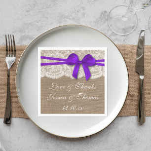 Serviette En Papier Collection de Mariages Rustique pourpre Bow