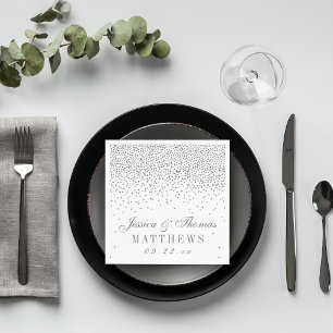 Serviette En Papier Collection de Mariages vintage Glam Silver Confett