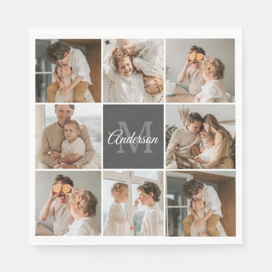 Serviette En Papier Collection Famille Moderne Photo & cadeau personna (Devant)