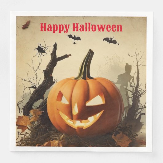 Serviette En Papier Collection Halloween Citrouille éffrayant (Devant)