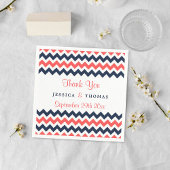 Serviette En Papier Collection Mariage moderne Chevron Marine & Coral