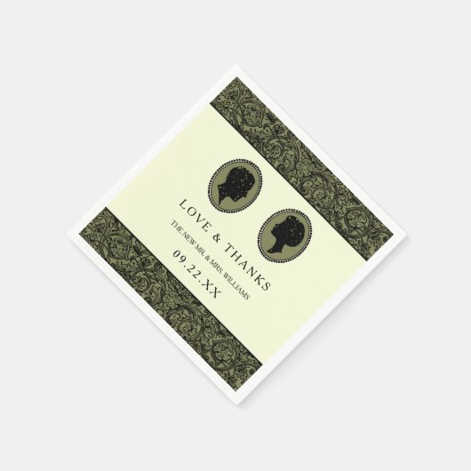 Serviette En Papier Collection Mariage Silhouette Art Déco (Coin)