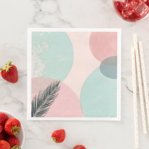 Serviette En Papier Collection Moderne Abstraite Rose Pâle Menthe
