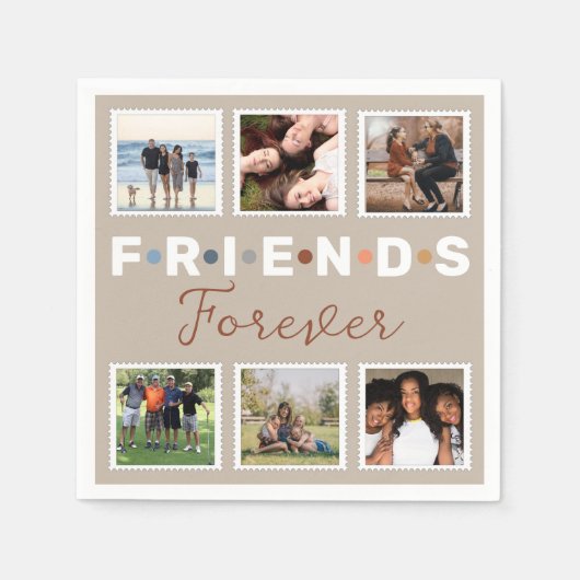 Serviette En Papier Collection photo moderne Beige Friends Forever (Devant)