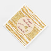 Serviette En Papier Collection populaire Boho Glitter Blanc Or Tiger (Coin)