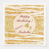 Serviette En Papier Collection populaire Boho Glitter Blanc Or Tiger (Devant)