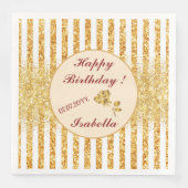 Serviette En Papier Collection Rayures Bohème Paillettes Verticales Or (Devant)