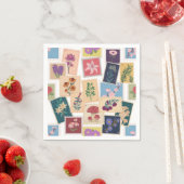 Serviette En Papier Collection Timbres vintages, Thème Rétro (En situation)