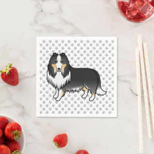 Serviette En Papier Colley Rough Tricolore Chien de Dessin Animé Migno