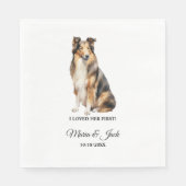 Serviette En Papier Collie Chien J'Aimais Ses Premiers Mariages Napkin (Devant)
