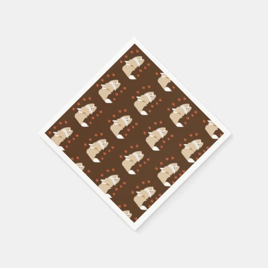 Serviette En Papier Collie Dog, Feuilles d'automne (Coin)