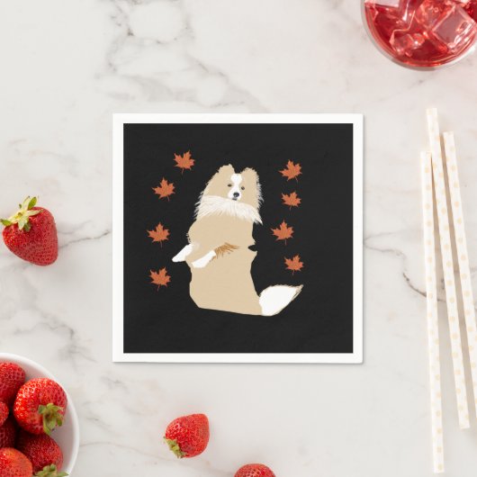 Serviette En Papier Collie Dog, Feuilles d'automne (En situation)