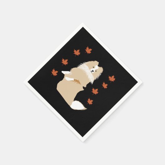 Serviette En Papier Collie Dog, Feuilles d'automne (Coin)