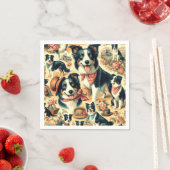 Serviette En Papier Collie frontière mignonne sans joint (En situation)