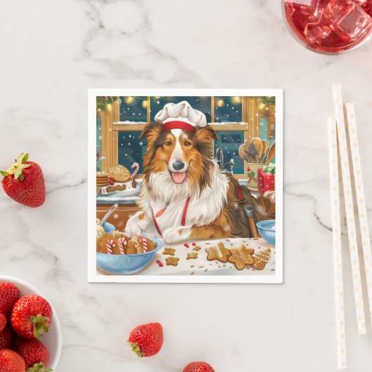 Serviette En Papier Collie Holiday Baking : Festive Christmas (En situation)