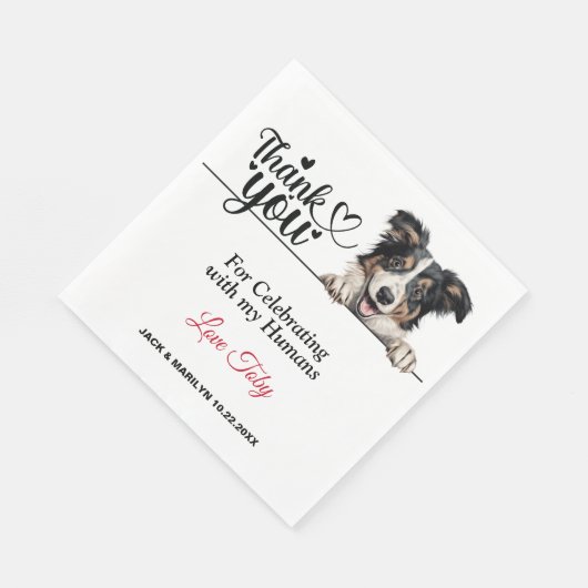 Serviette En Papier Collie Mariage Merci (Coin)