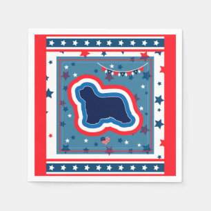 Serviette En Papier Collie Rouge Blanc Et Bleu 4 juillet