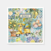 Serviette En Papier Collier d'agrumes sicilien bleu chic (Devant)