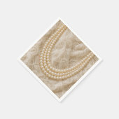 Serviette En Papier Collier de perles sur dentelle d'ivoire (Coin)