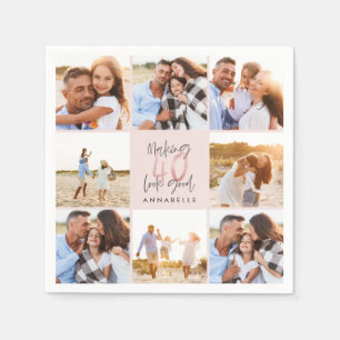 Serviette En Papier Colloque photo-parties scintillant rose de 40 ans