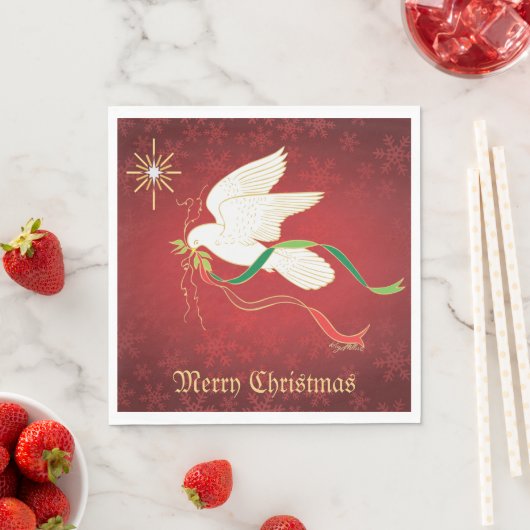 Serviette En Papier Colombe blanche (En situation)