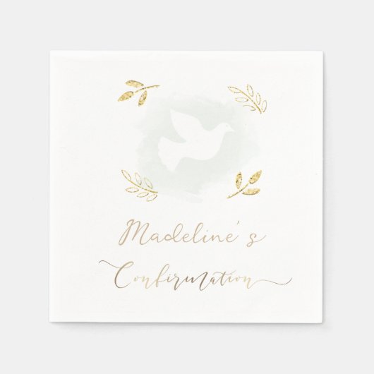 Serviette En Papier colombe blanche Confirmation (Devant)