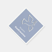Serviette En Papier colombe blanche fond bleu Confirmation (Coin)