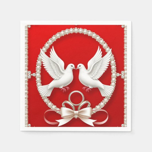 Serviette En Papier Colombes blanches avec alliances (Devant)