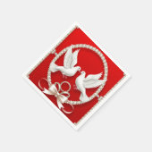 Serviette En Papier Colombes blanches avec alliances (Coin)