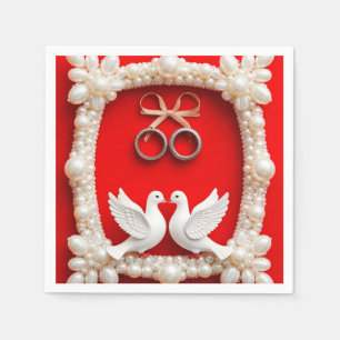 Serviette En Papier Colombes blanches avec alliances