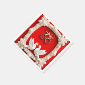 Serviette En Papier Colombes blanches avec alliances (Coin)