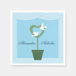 Serviette En Papier Colombes blanches et serviettes topiaires de
