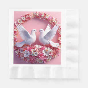 Serviette En Papier Colombes blanches Réception et douche de mariée ro