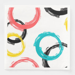 Serviette En Papier Coloré, cool, moderne, tendance cercles de brosse