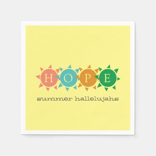 Serviette En Papier Coloré Été Amusement Soleil MONOGRAM (Devant)